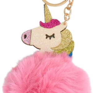 Equipage Unicorn Nyckelring med Päls Rosa