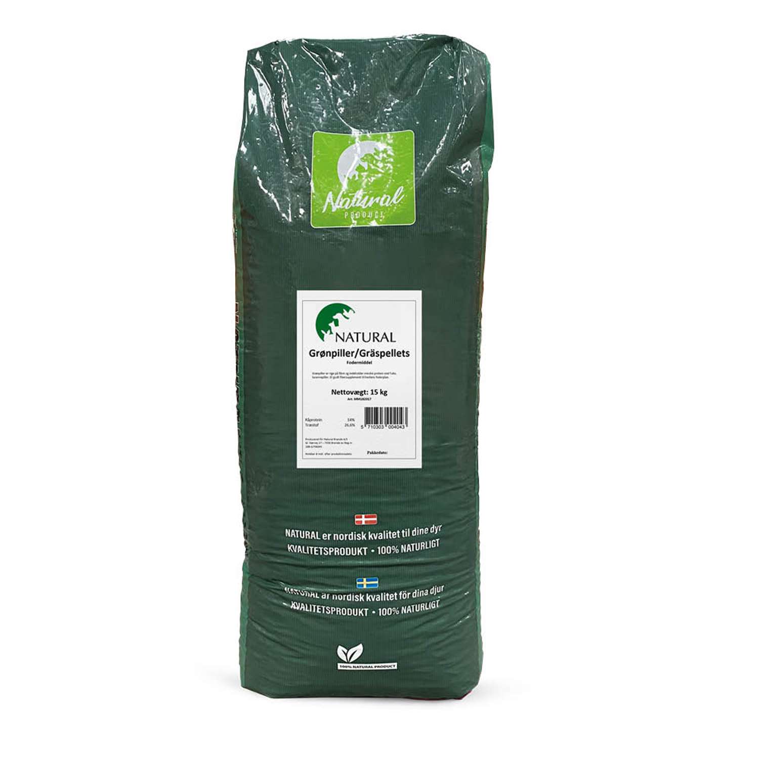 Natural Gräsmjölpellets 15 kg (Fibernuggets)