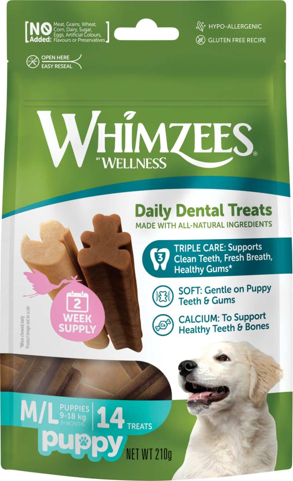 Whimzees Puppy M/L, 14 stk, 210 g MP