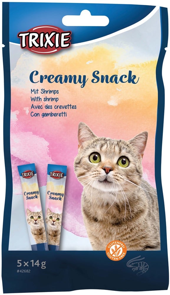 Trixie Creamy Snacks till katt. Med räkor, 5 × 14 g