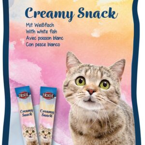 Creamy Snacks till katt. Med vitfisk, 5 × 14 g