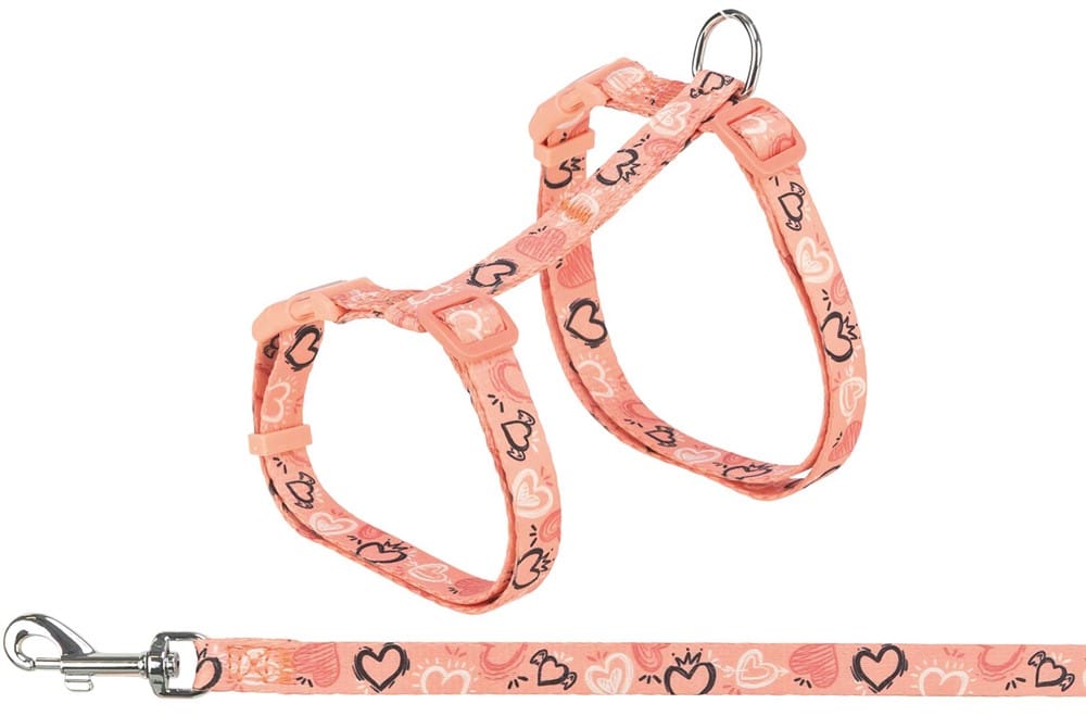 Kattsele med koppel, flower power, 35-59 cm/13 mm, 1,20 m, Trixie