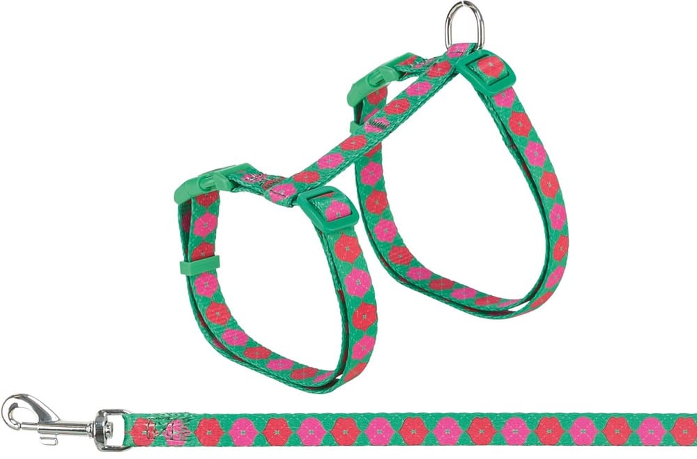 Kattsele med koppel, flower power, 35-59 cm/13 mm, 1,20 m, Trixie - Bild 2