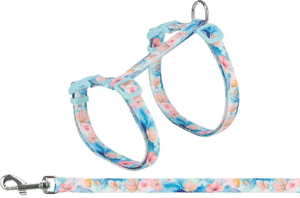 Kattsele med koppel, flower power, 35-59 cm/13 mm, 1,20 m, Trixie - Bild 3