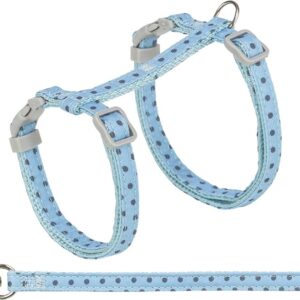 Kattsele med koppel, prickig, 28-45 cm/10 mm, 1,20 m, blå, Trixie
