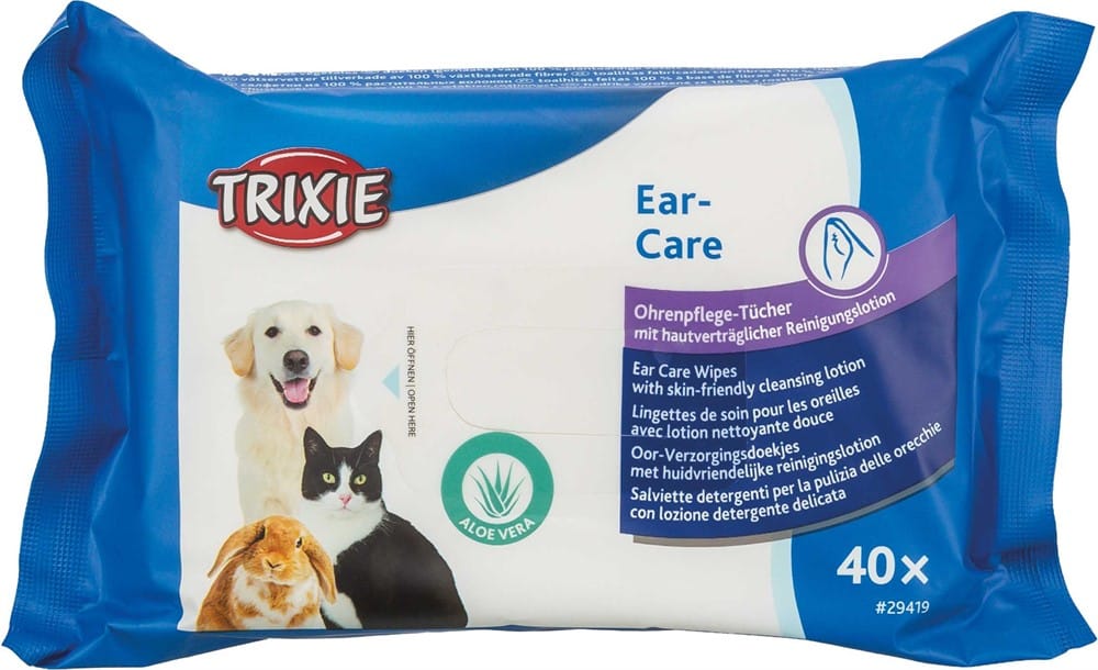 Öronrengöringsservetter med Aloe Vera, 40-pack Trixie